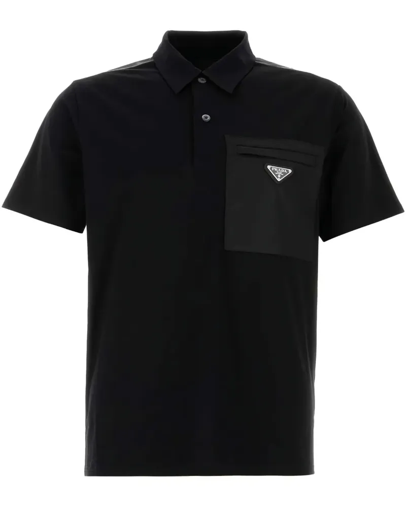 Prada Poloshirt mit emailliertem Triangel-Detail - Schwarz Schwarz