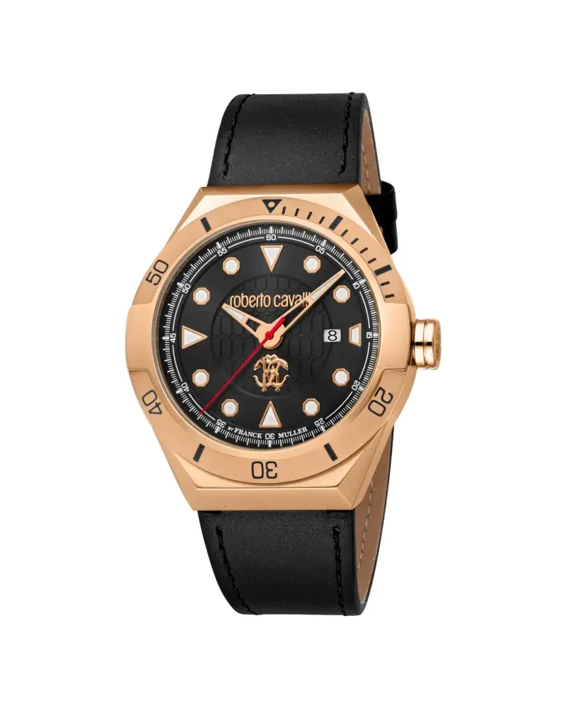 Roberto Cavalli Edelstahl-Armbanduhr mit Quarzwerk 42mm - Schwarz Schwarz