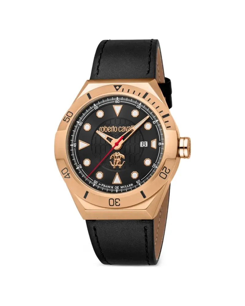 Roberto Cavalli Edelstahl-Armbanduhr mit Quarzwerk 42mm - Schwarz Schwarz