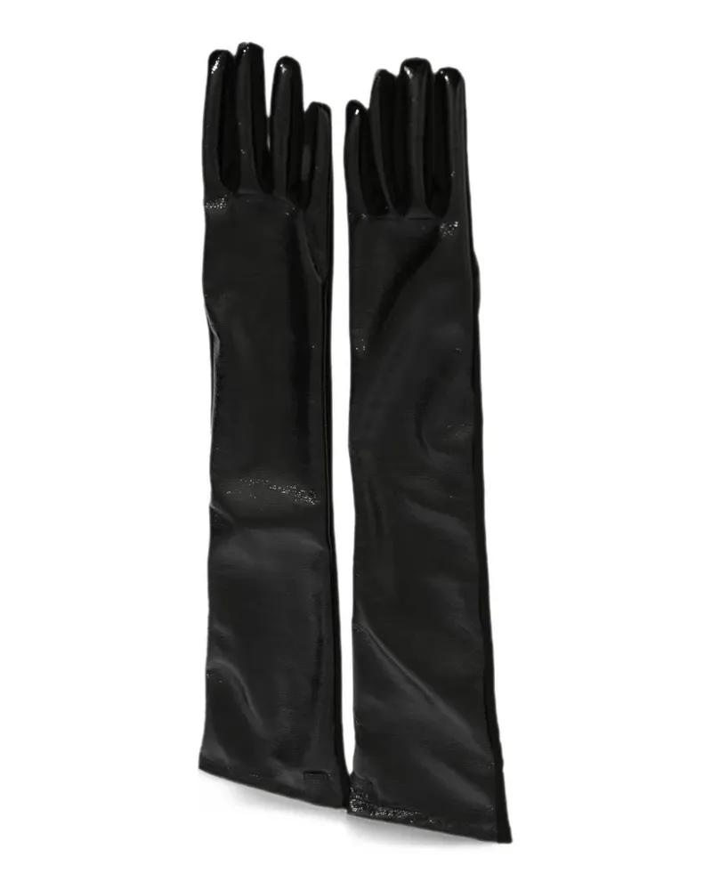 Elisabetta Franchi Monogram-plaque long-length gloves - Schwarz Schwarz