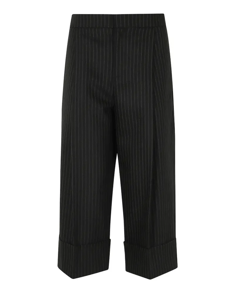 Elisabetta Franchi pinstripe-pattern cuffed trousers - Schwarz Schwarz