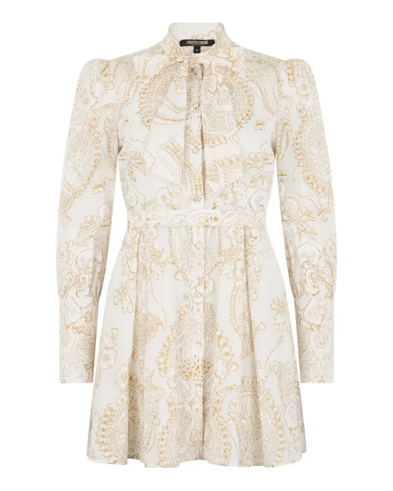 Roberto Cavalli Gemustertes Kleid mit Schleife - Weiß Weiß