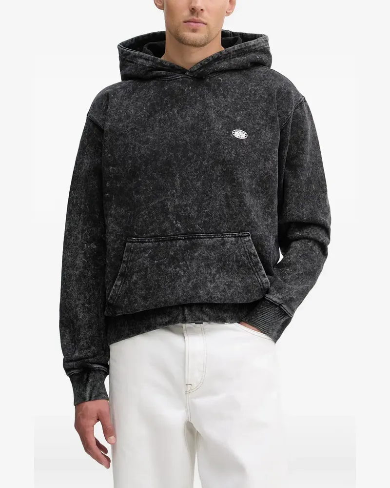 Alpha Industries acid-wash logo-patch hoodie - Schwarz Schwarz
