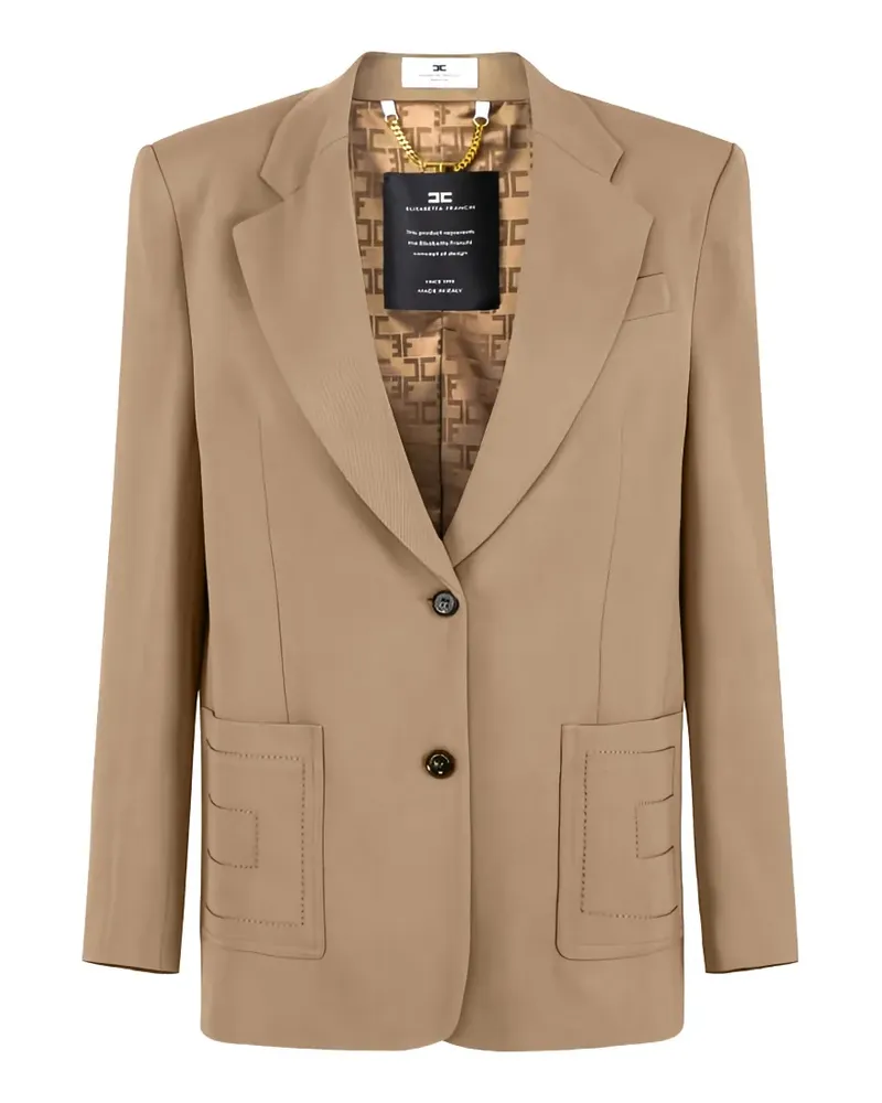 Elisabetta Franchi embroidered-pocket single-breasted blazer - Nude Nude