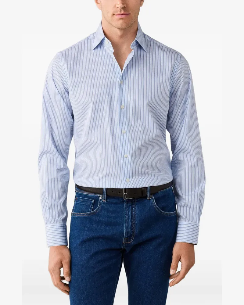 Hackett Gestreiftes Pimlico Hemd - Weiß Weiß