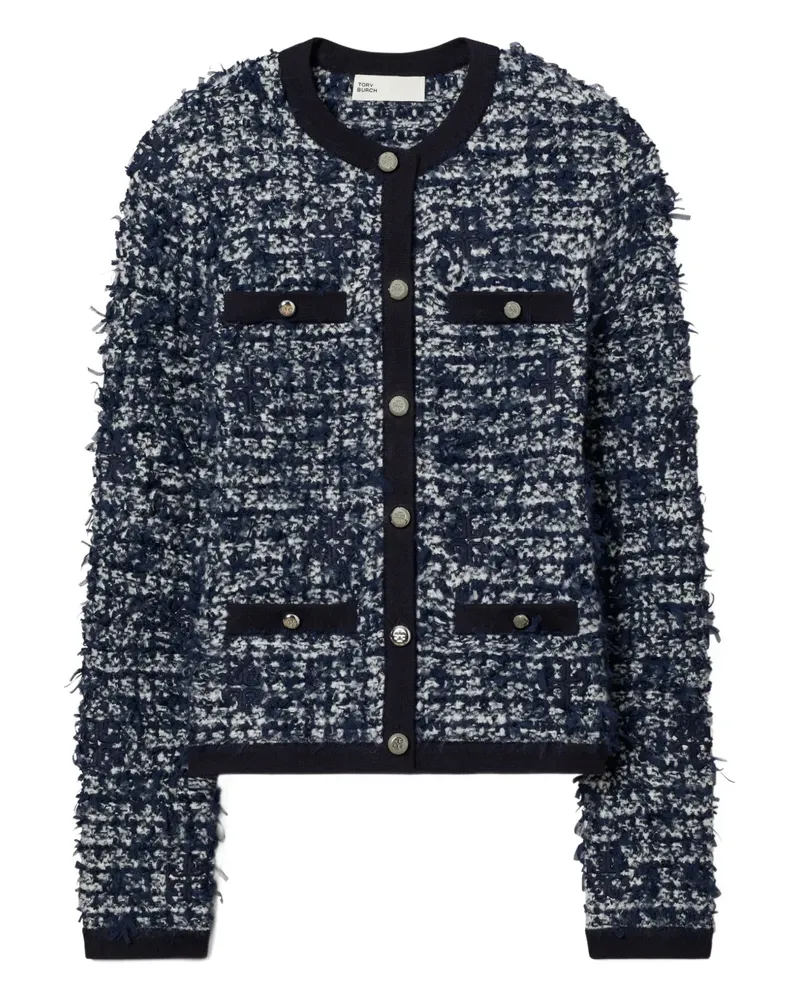 Tory Burch Kendra tweed button cardigan - Blau Blau