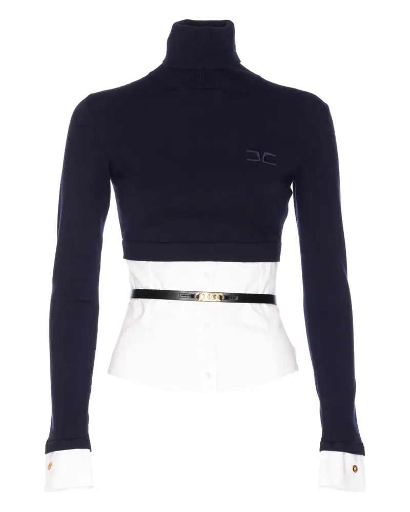 Elisabetta Franchi Stehkragen-Top mit Gürtel - Blau Blau