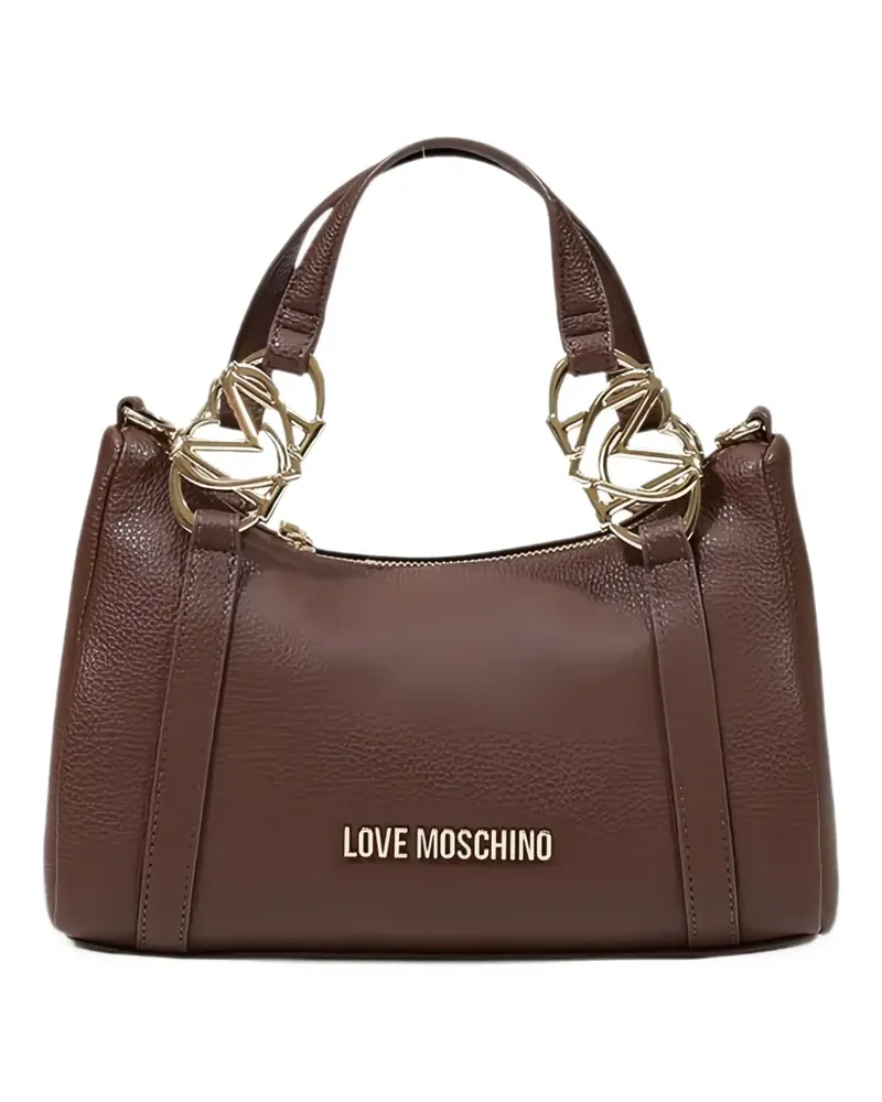 Moschino Shopper mit Logo-Schild - Braun Braun