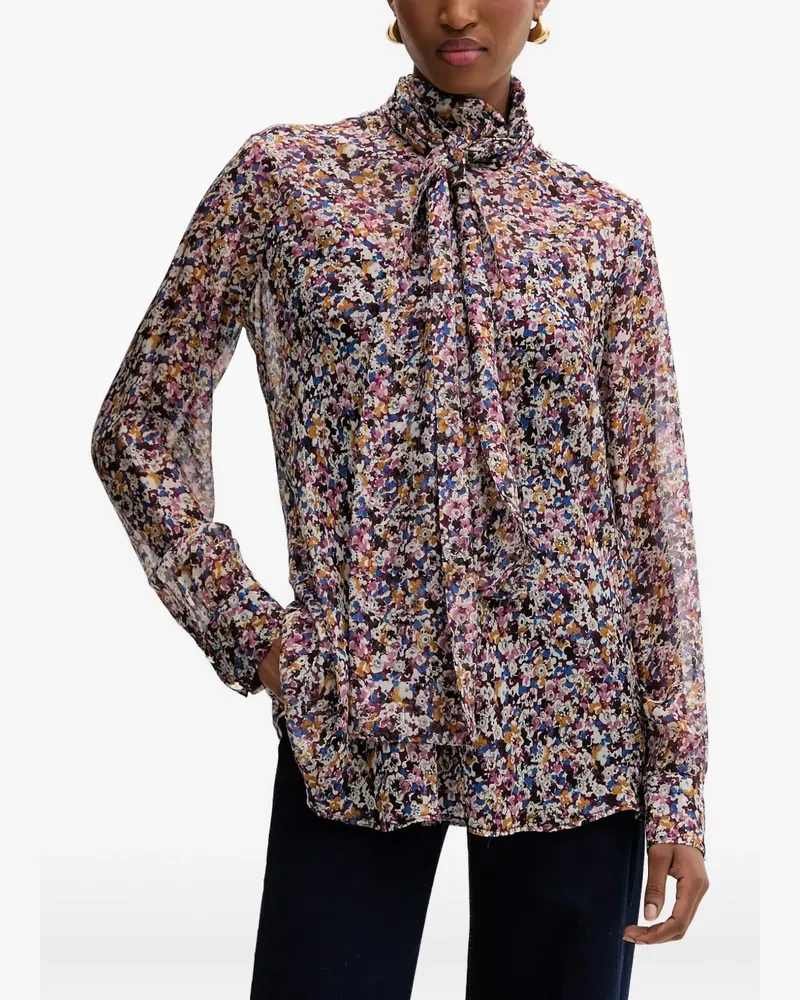 Liu Jo floral-pattern pussy-bow blouse - Schwarz Schwarz