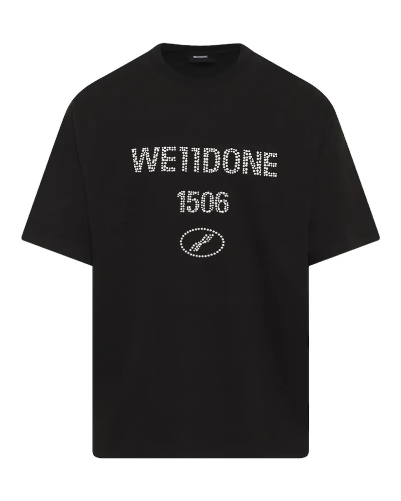 WE 11 DONE Ausgeblichenes T-Shirt mit Perlen - Schwarz Schwarz