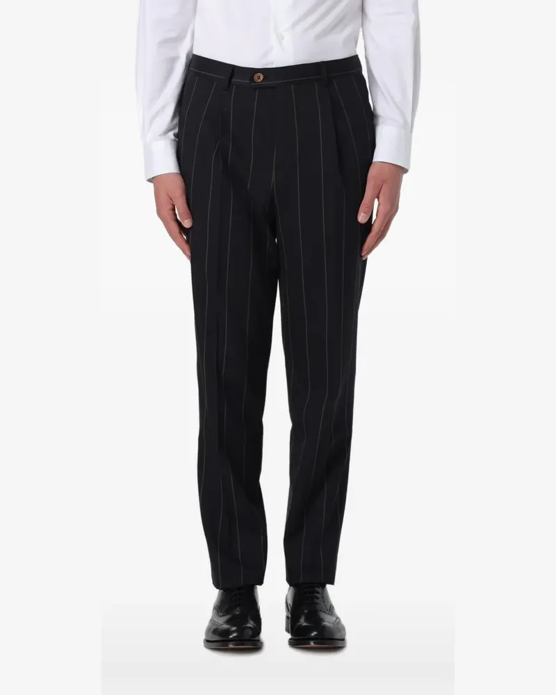Brunello Cucinelli pinstripe-pattern trousers - Schwarz Schwarz
