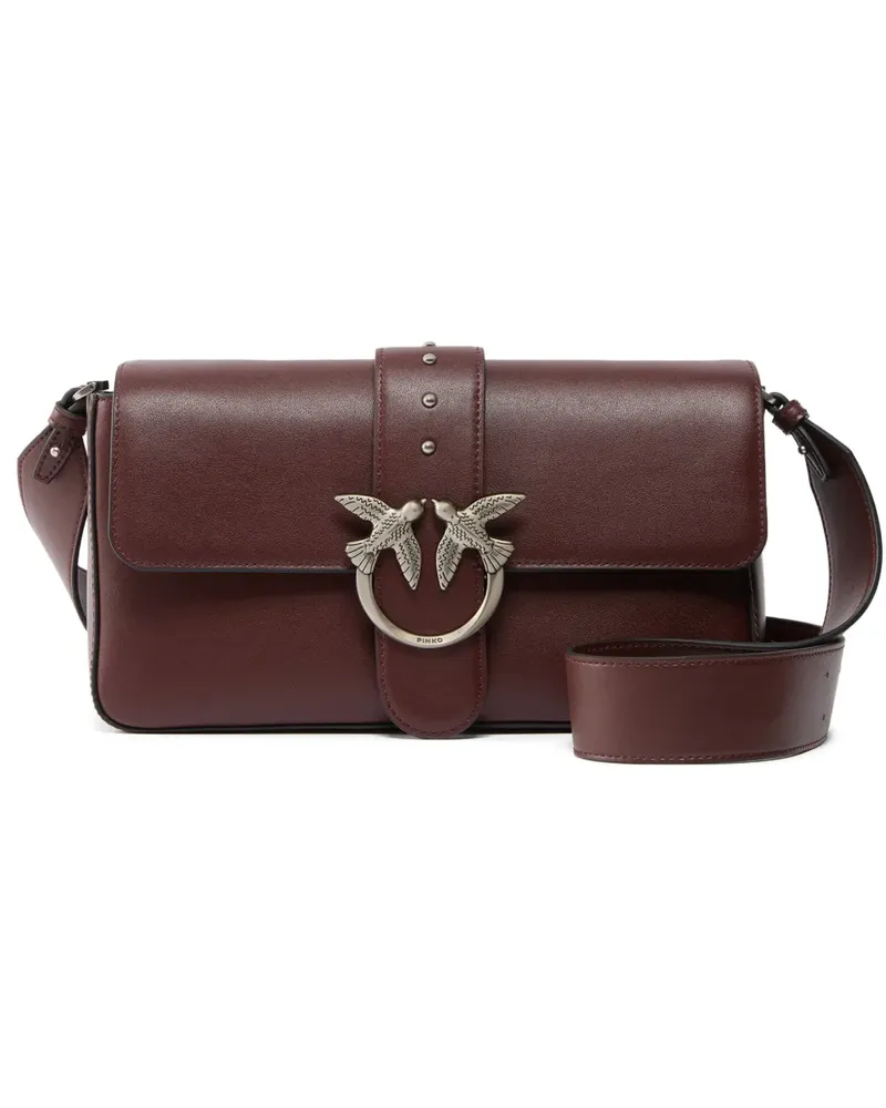 Pinko medium Love studded bird leather shoulder bag - Braun Braun