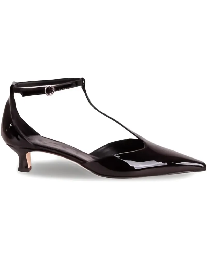 aeyde Spitze Roda Pumps mit T-Riemen 25mm - Schwarz Schwarz