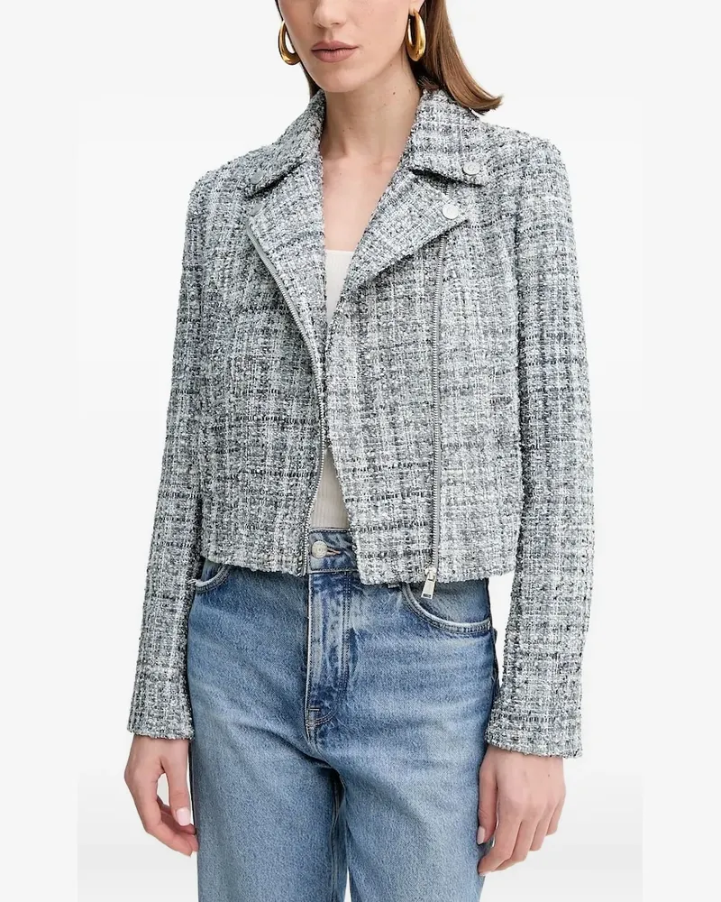 Guess notched zip-front tweed jacket - Grau Grau