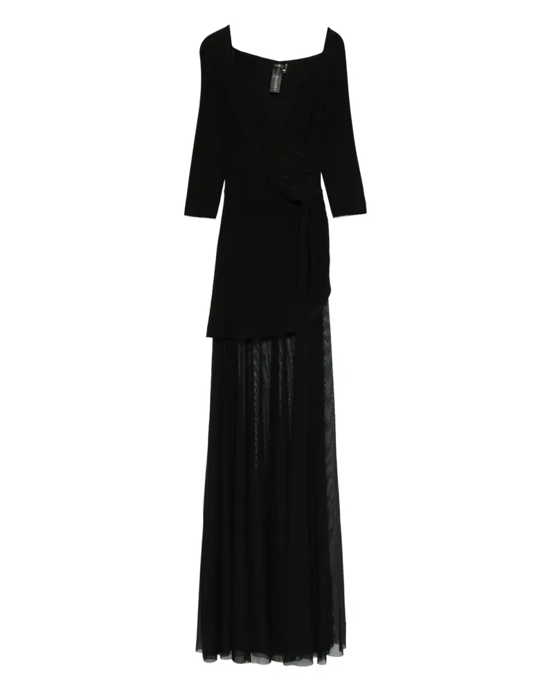 Norma Kamali draped-design mesh-panelled maxi dress - Schwarz Schwarz
