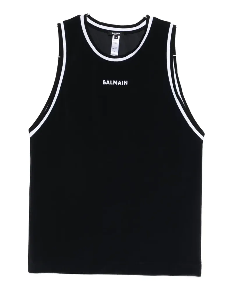 Balmain contrast-trim mini dress - Schwarz Schwarz