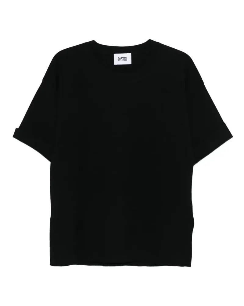 Alpha Studio fine-knit T-shirt - Schwarz Schwarz