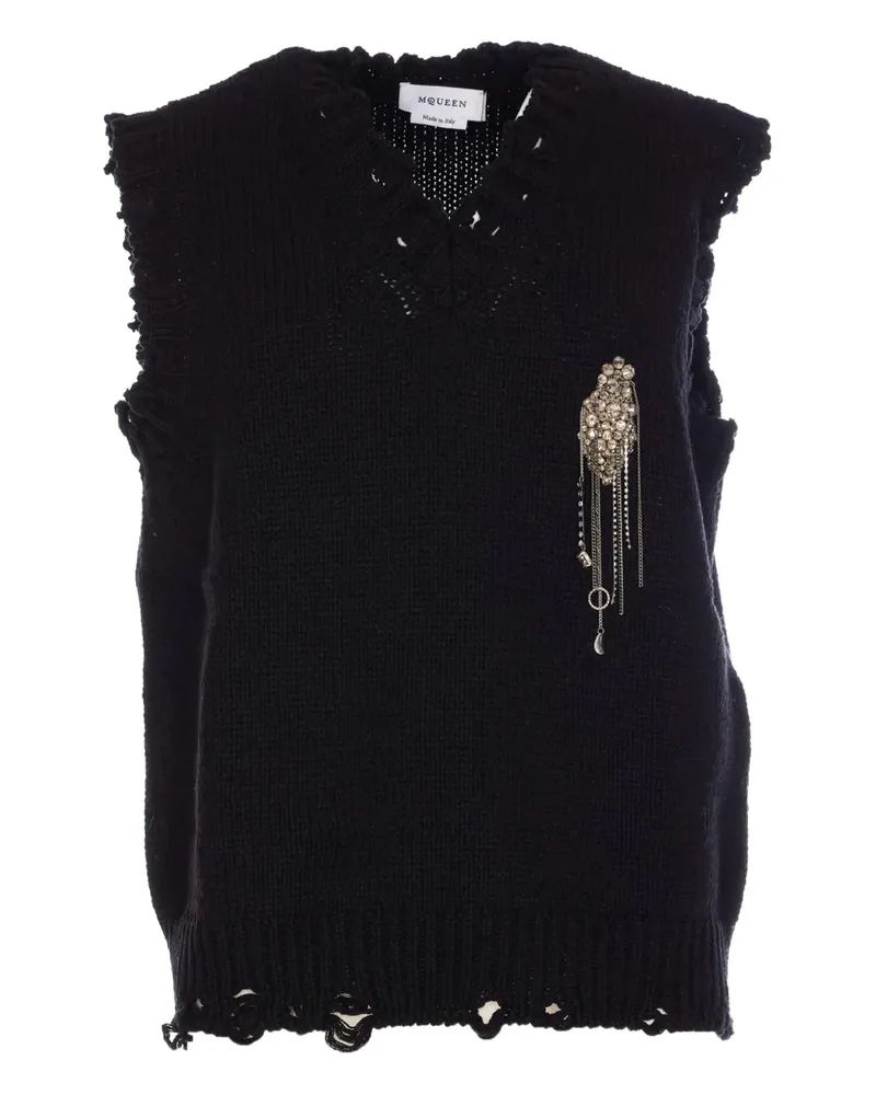 Alexander McQueen Gerippter Pullunder - Schwarz Schwarz