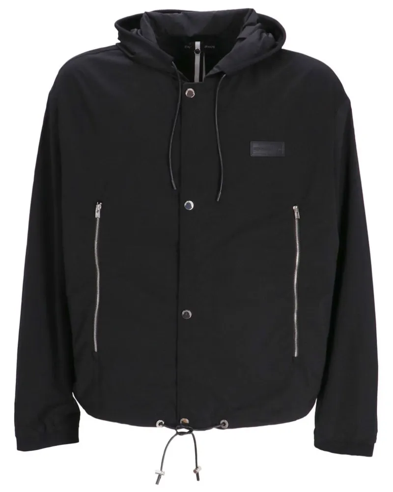 Emporio Armani Kapuzenjacke mit Logo-Patch - Schwarz Schwarz
