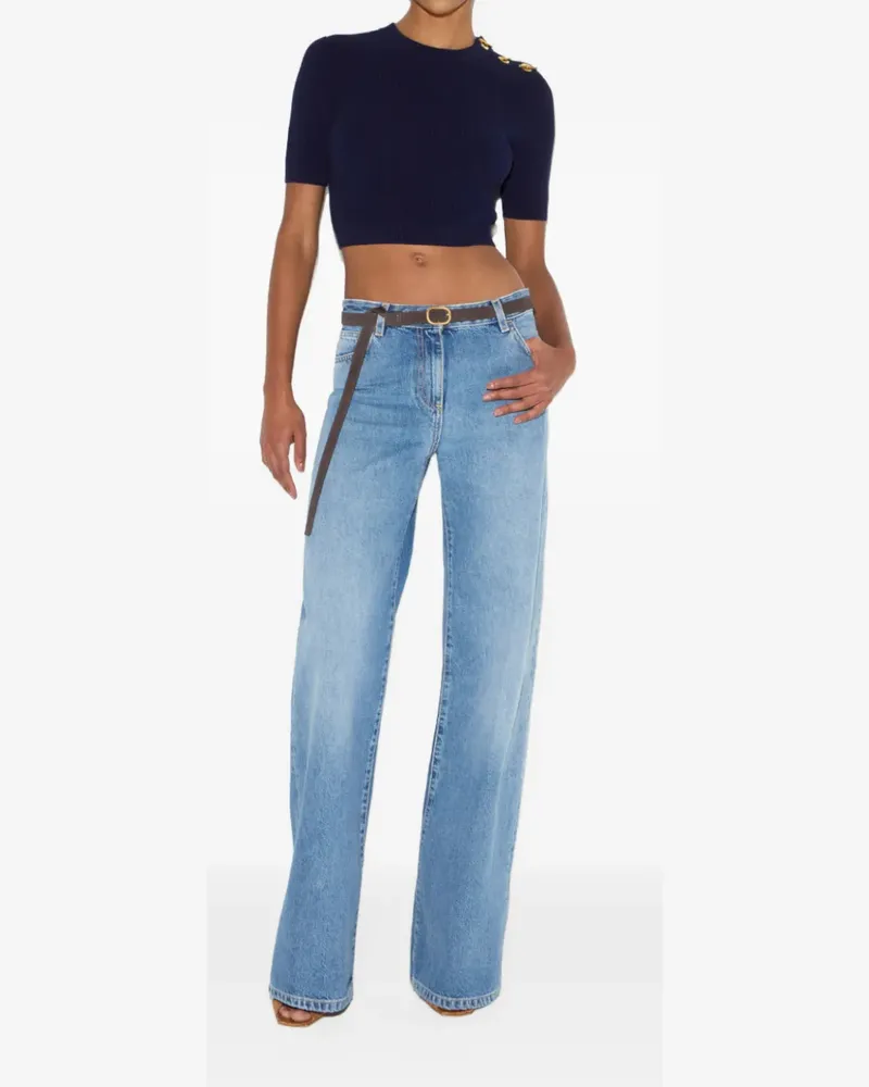 Elisabetta Franchi palazzo jeans with belt - Blau Blau