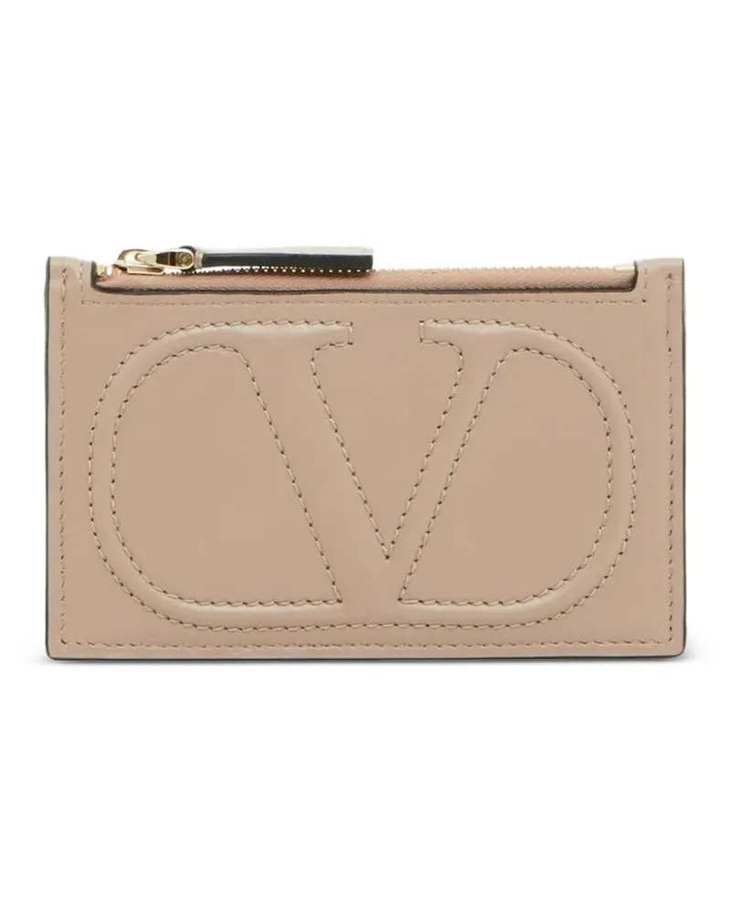 Valentino Garavani VLogo Walk zip card holder in calfskin - Nude Nude