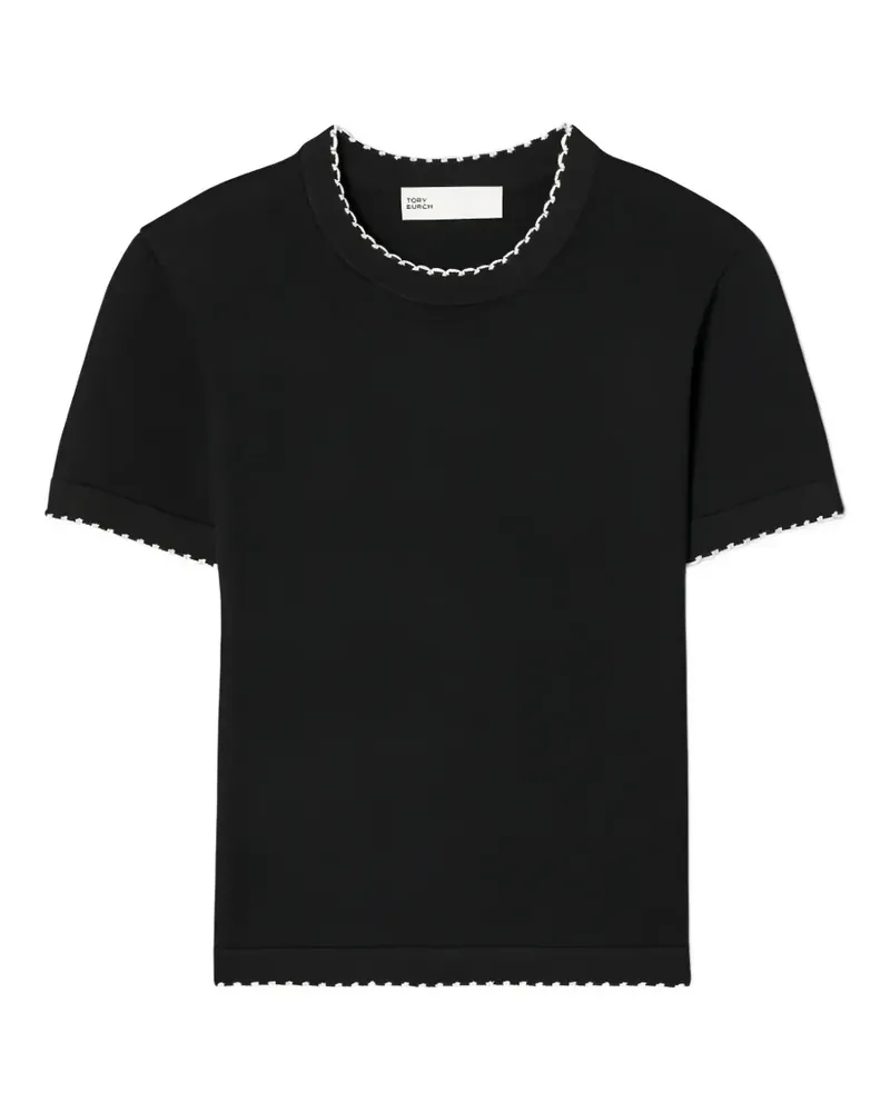 Tory Burch scalloped-trim knitted top - Schwarz Schwarz