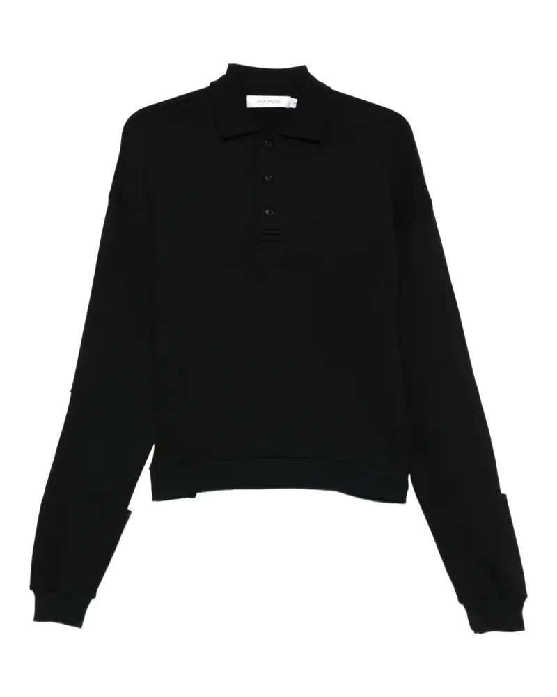 Aya Muse collared patched polo shirt - Schwarz Schwarz