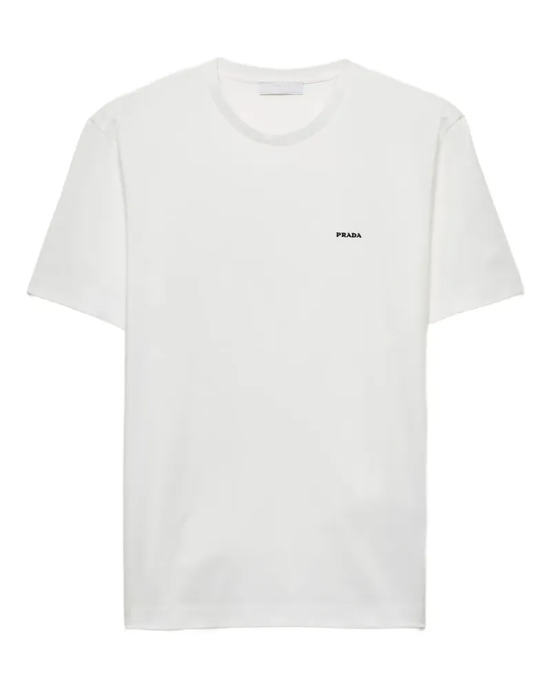 Prada T-Shirt mit Logo-Stickerei - Weiß Weiß