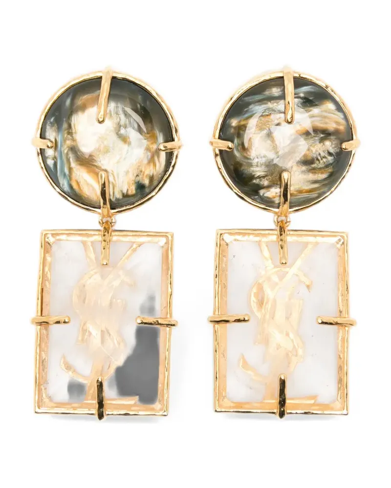 Saint Laurent Cassandre geometric drop earrings - Gold Gold