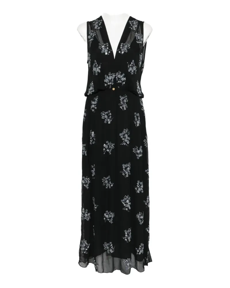 Antik Batik Biba floral-embroidered maxi dress - Schwarz Schwarz