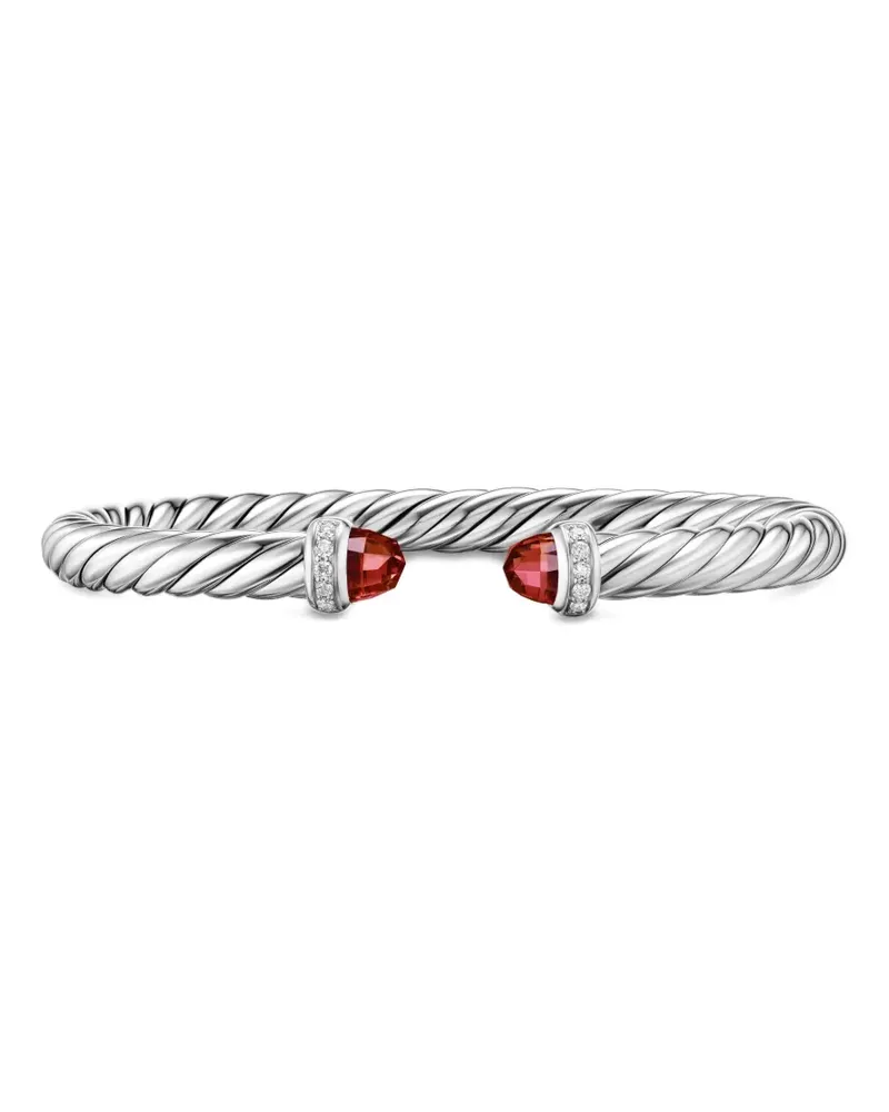 David Yurman Cable Flex® Armband mit Granat und Diamanten aus Sterlingsilber Silber