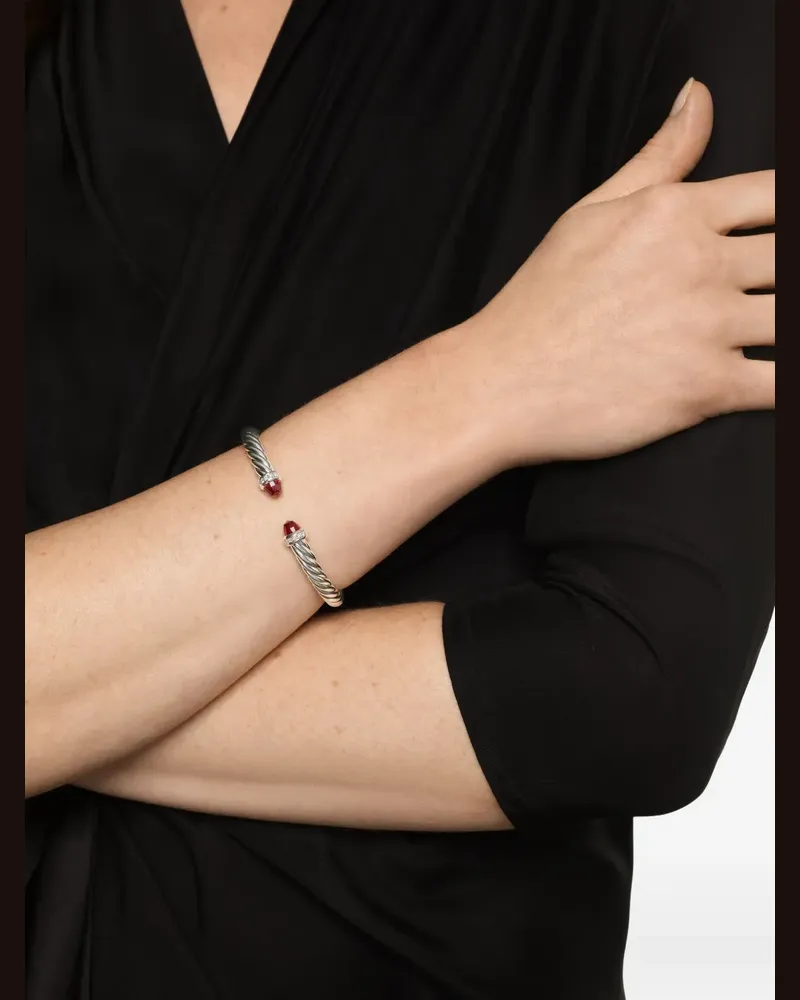 David Yurman sterling silver Cable Flex® rhodolite garnet and diamond bracelet - Silber Silber