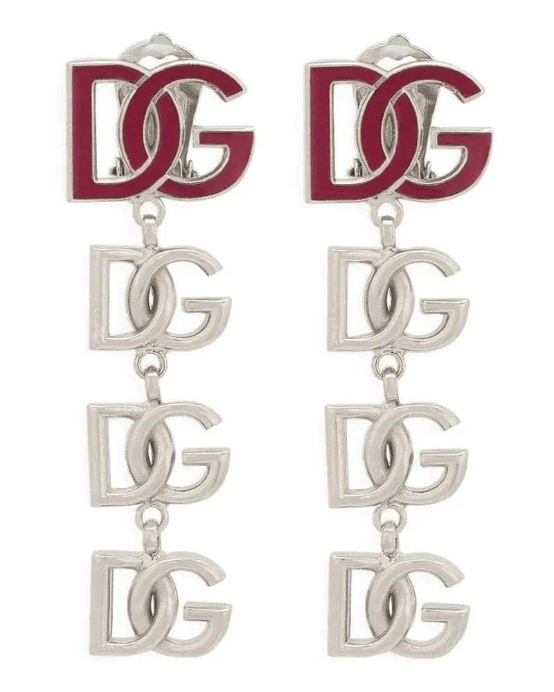 Dolce & Gabbana Hängeohrringe mit Logo - Silber Silber