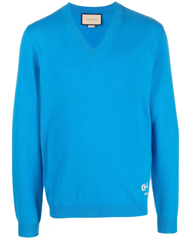 Gucci Pullover mit V-Ausschnitt - Blau Blau