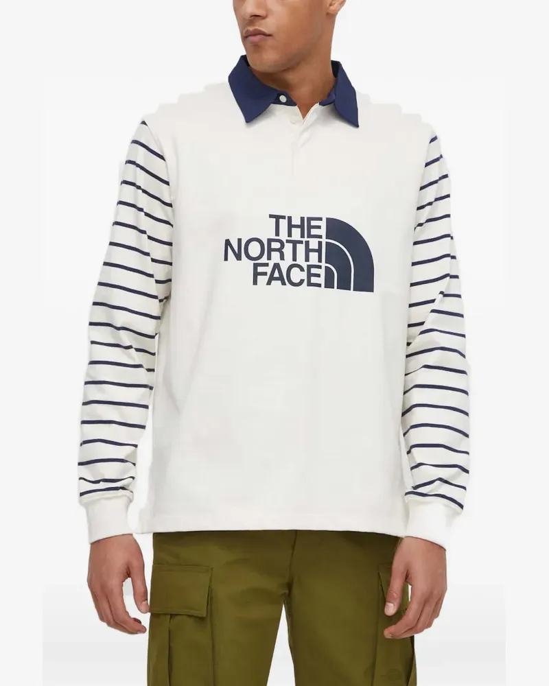 The North Face striped-arm logo-print polo shirt - Nude Nude