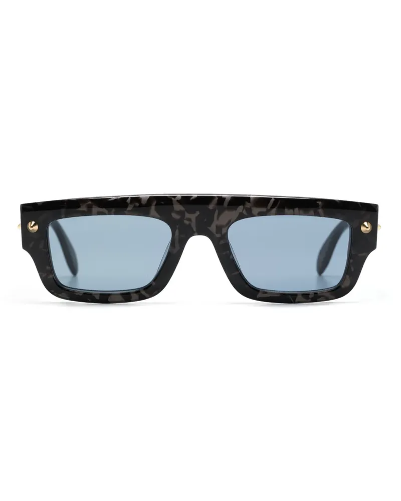 Alexander McQueen Eckige Sonnenbrille mit spitzen Nieten - Schwarz Schwarz
