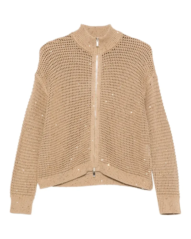 Max Mara Cardigan mit Pailletten - Nude Nude