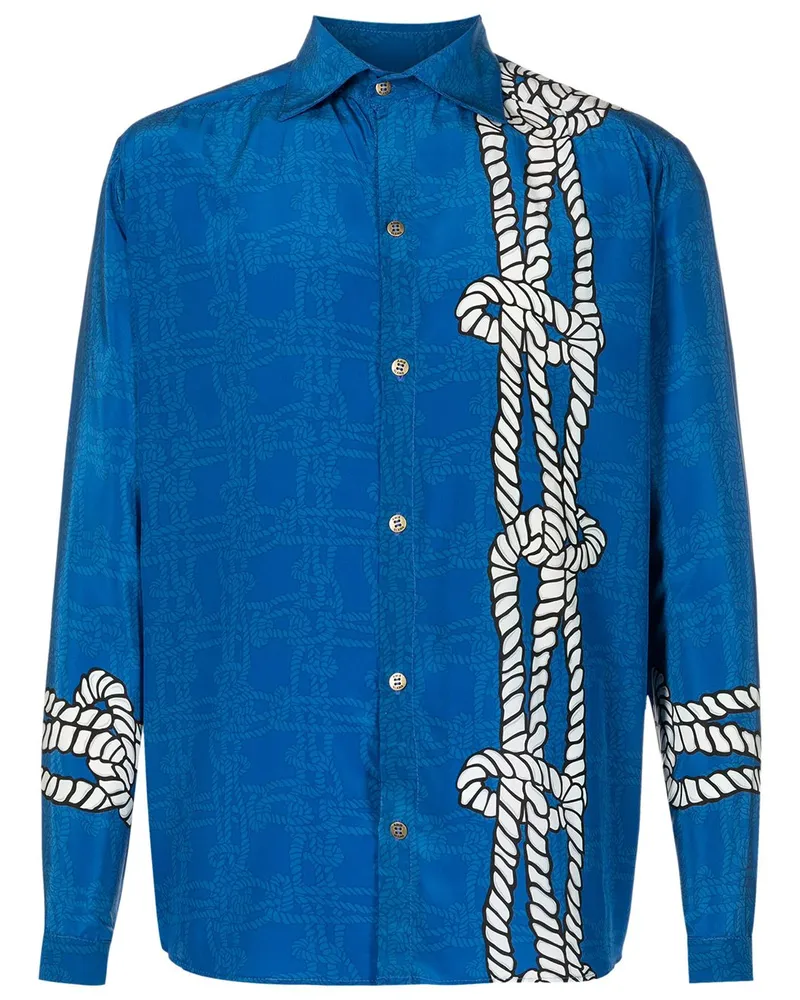 Amir Slama Hemd mit Seil-Print - Blau Blau