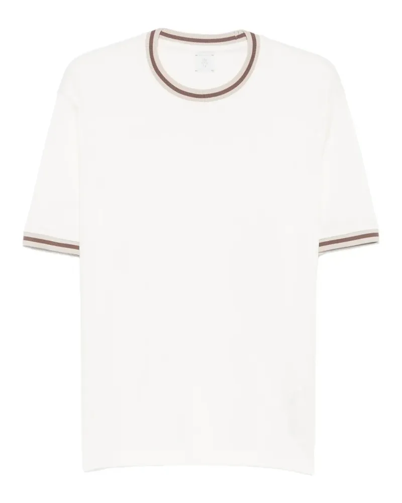 Eleventy T-Shirt mit Streifendetail - Weiß Weiß