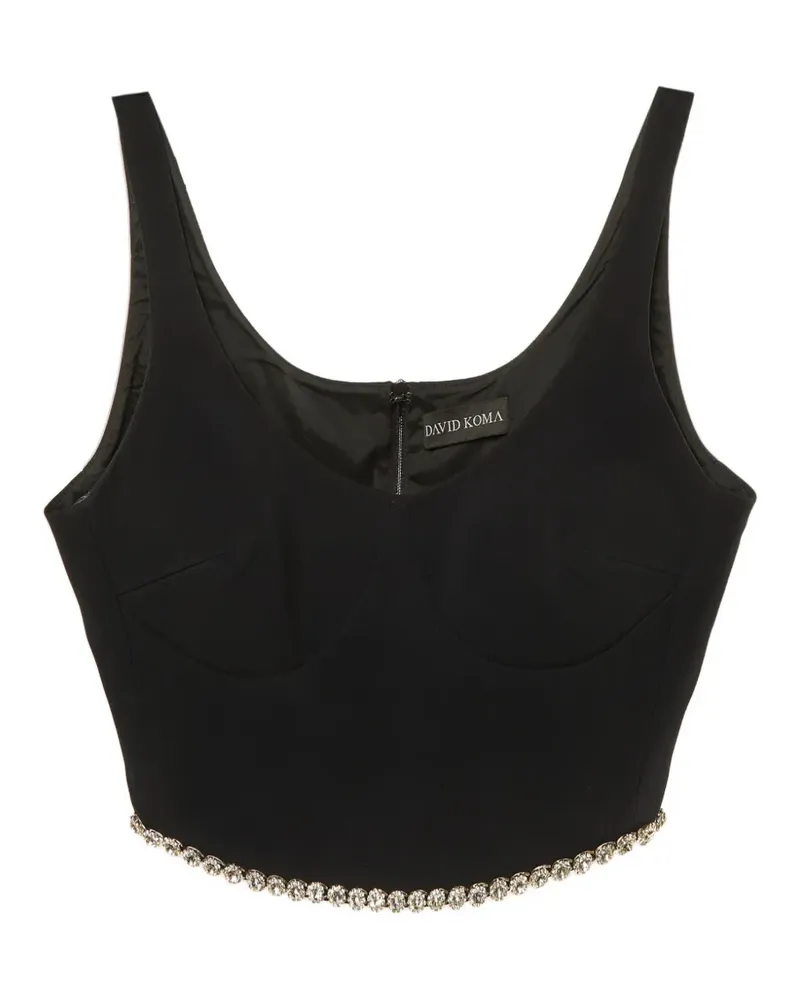 David Koma Cropped-Oberteil mit Kristallen - Schwarz Schwarz