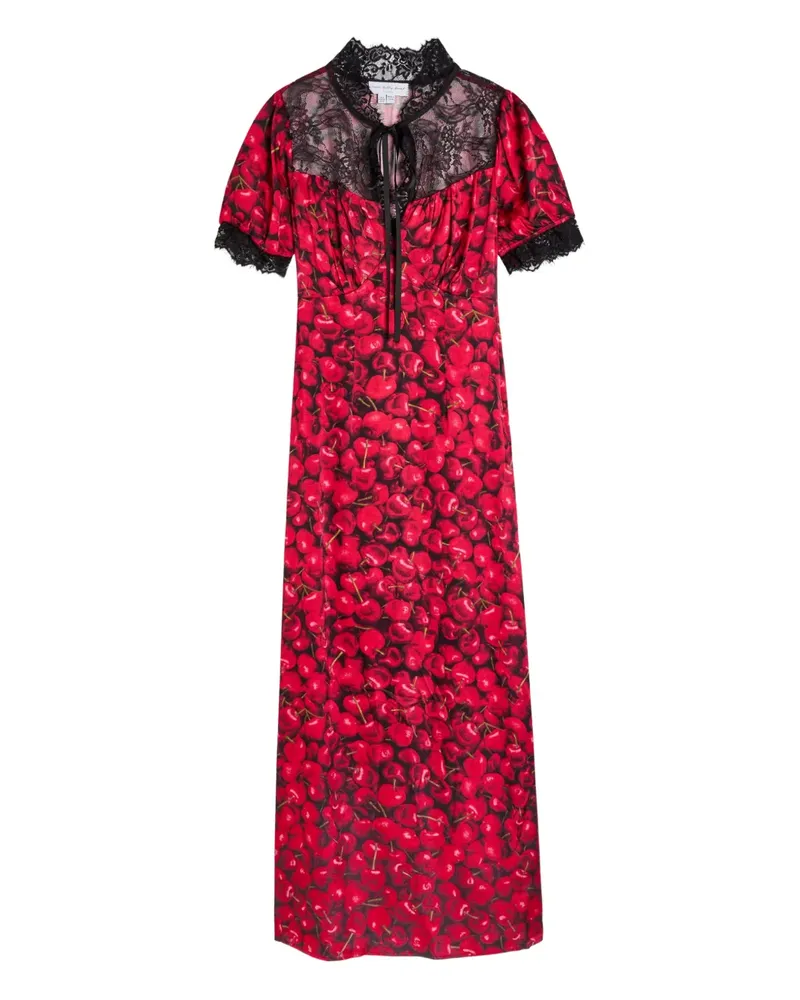 Never Fully Dressed Lyla lace cherry print midi dress - Rot Rot