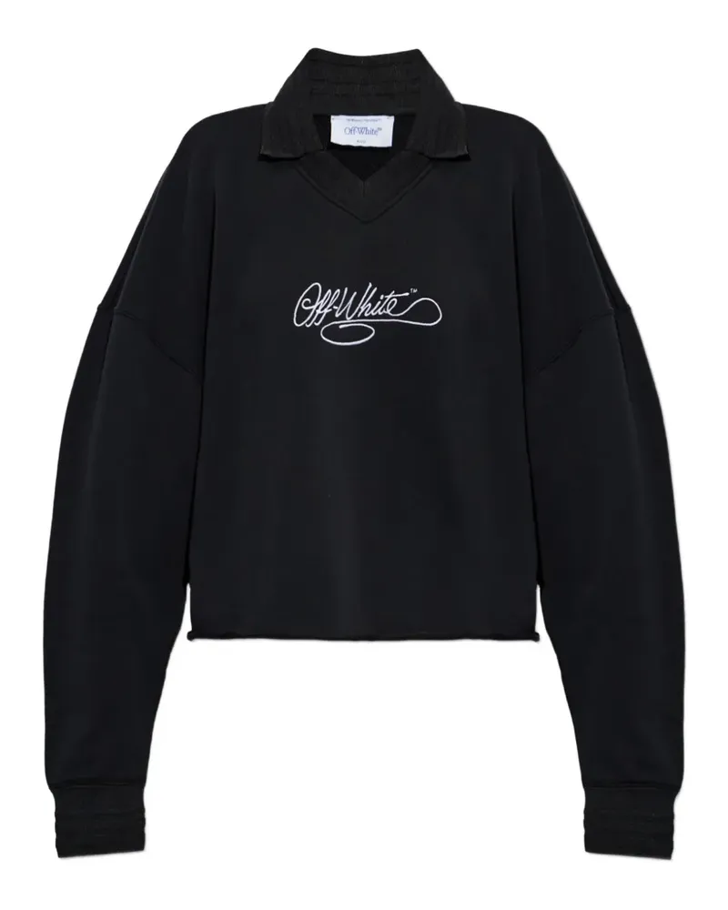 OFF-WHITE logo-embroidered V-neck sweatshirt - Schwarz Schwarz