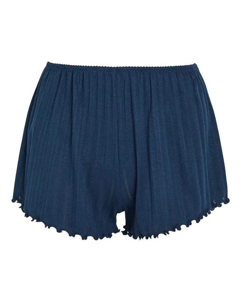 Eberjey pointelle-knit ruffled shorts - Blau Blau