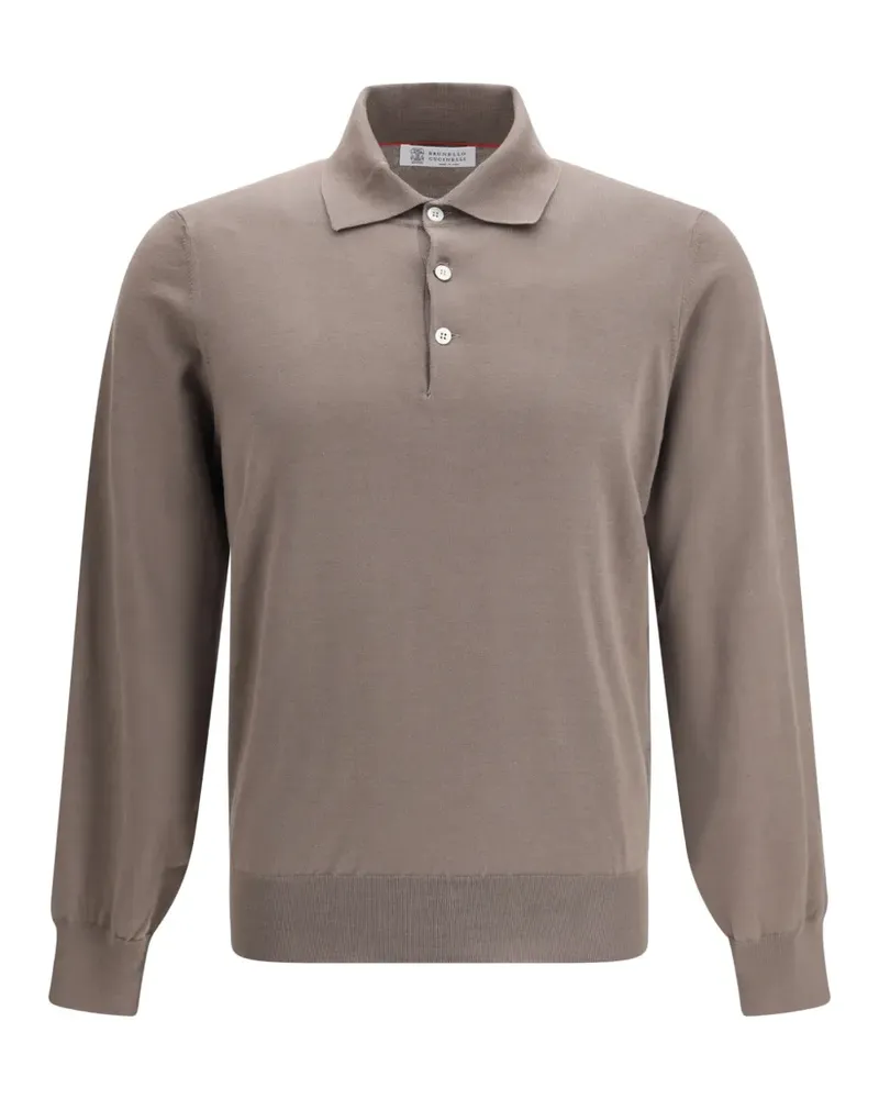 Brunello Cucinelli button long-sleeve polo shirt - Nude Nude