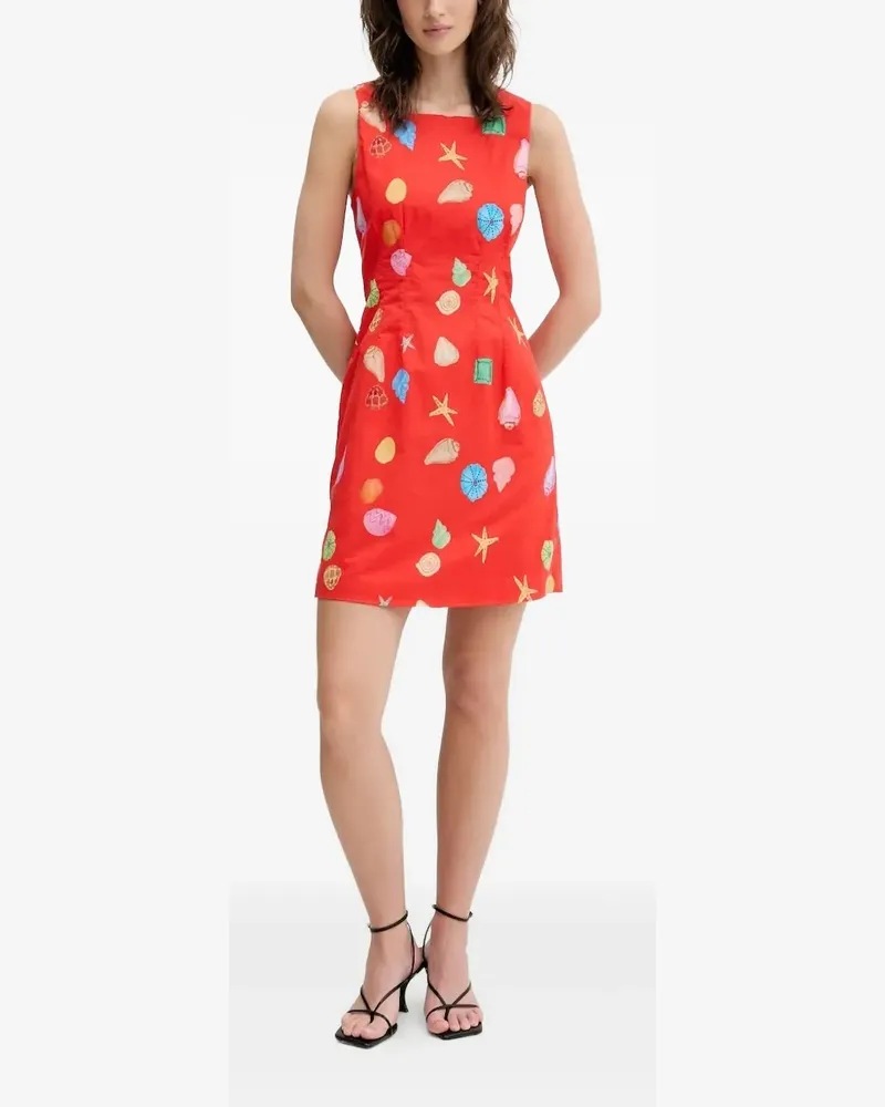Never Fully Dressed Schleifen-Minikleid mit Muschel-Print - Rot Rot