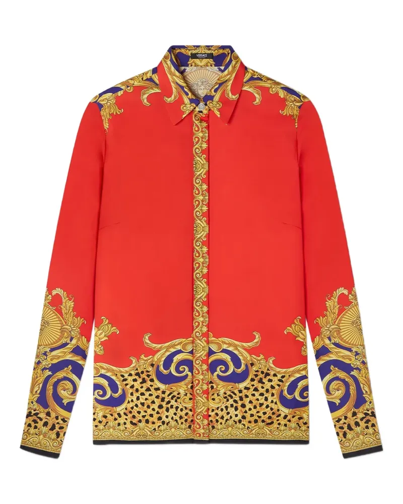 Versace Cheetah Barocco Seidenhemd - Rot Rot