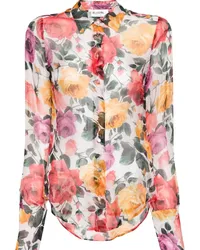 Blumarine Chiffonrock mit Blumen-Print Rosa