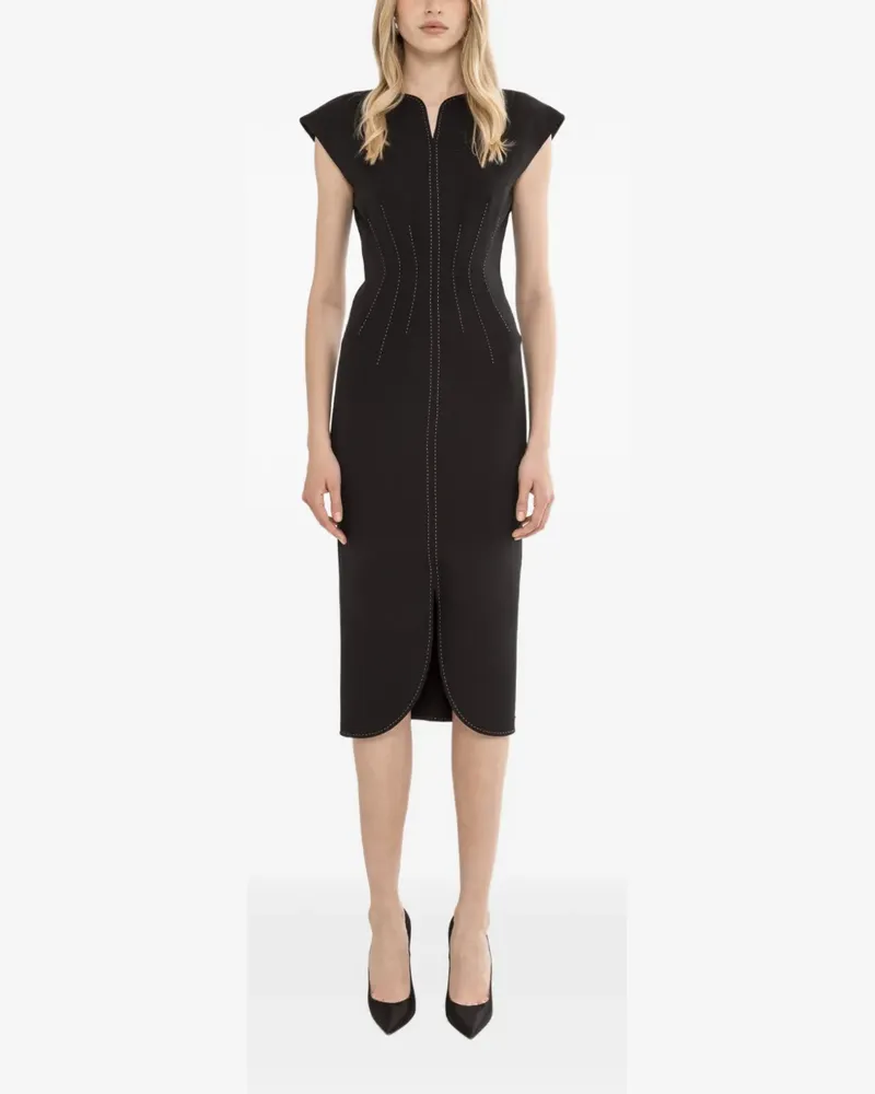 NISSA Skulpturales Midikleid - Schwarz Schwarz