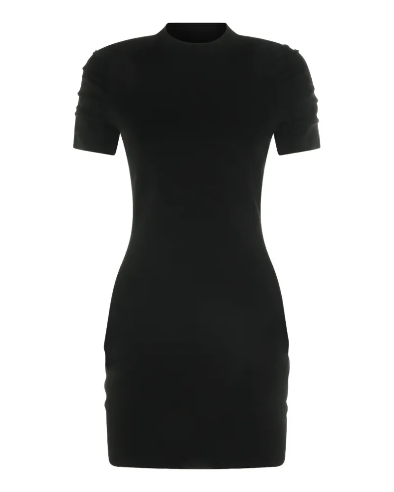 Alexander Wang logo-print ruched-sleeve dress - Schwarz Schwarz