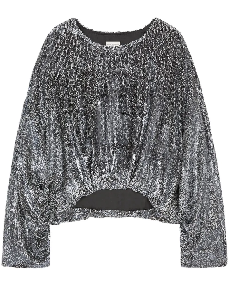 Dries van Noten Oberteil mit Pailletten - Silber Silber
